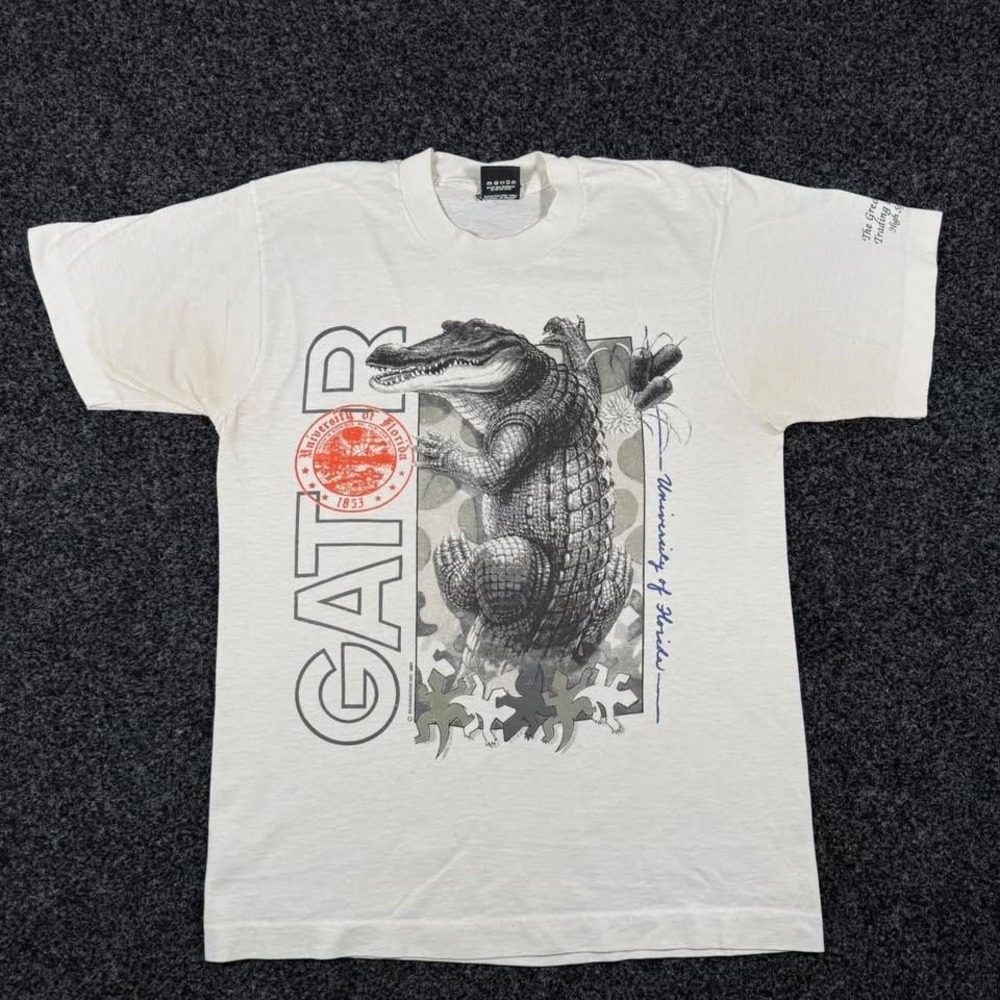 Vintage 1989 University of Florida Gators T-Shirt Screen Stars Best White Medium